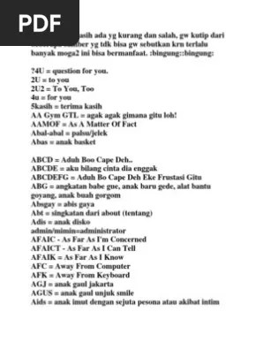 Istilah Bahasa Gaul | PDF