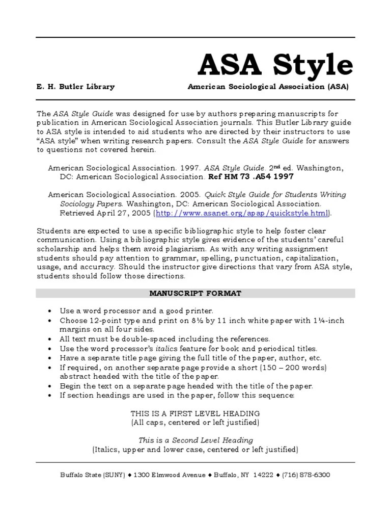 ASA Rules of Writing Research Paper Citation Quotation