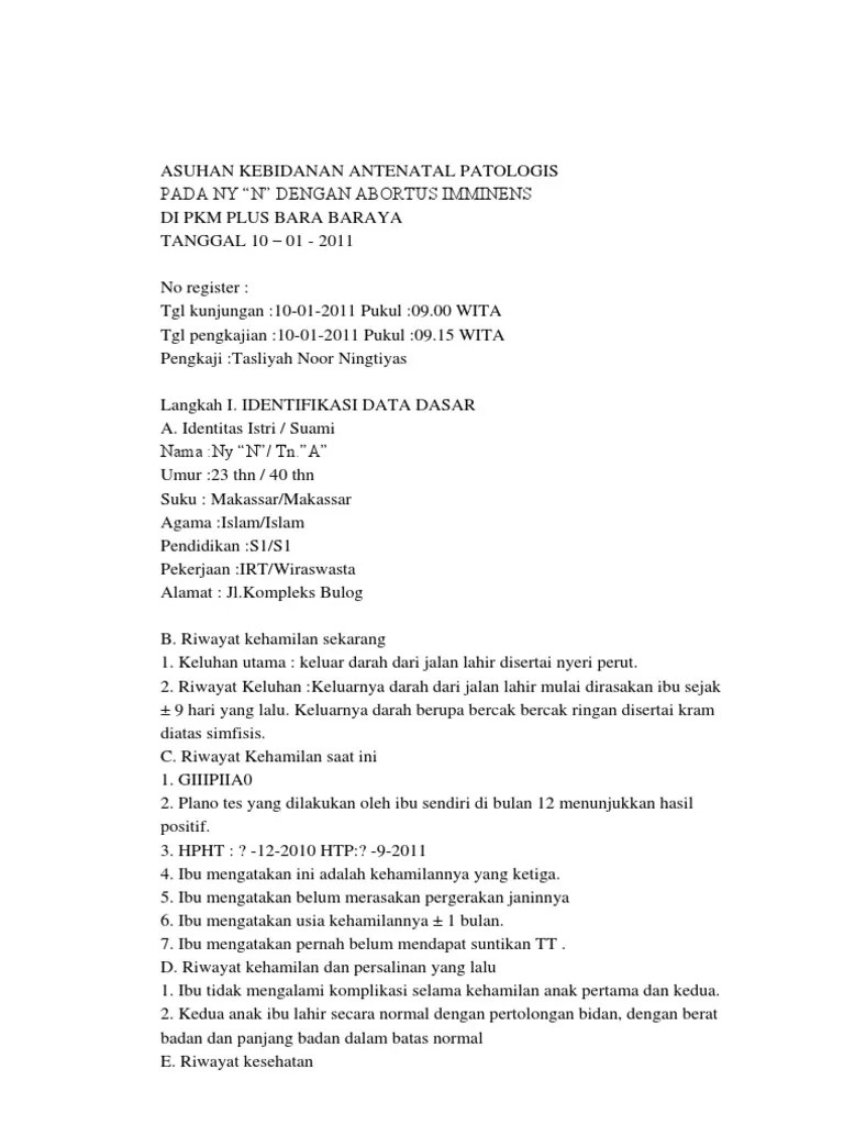 Asuhan Kebidanan Antenatal Patologis Abortus Imminens | PDF