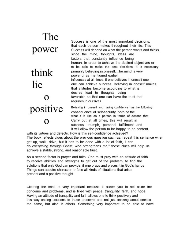 The Power of Positive Thinking PDF Thought Faith