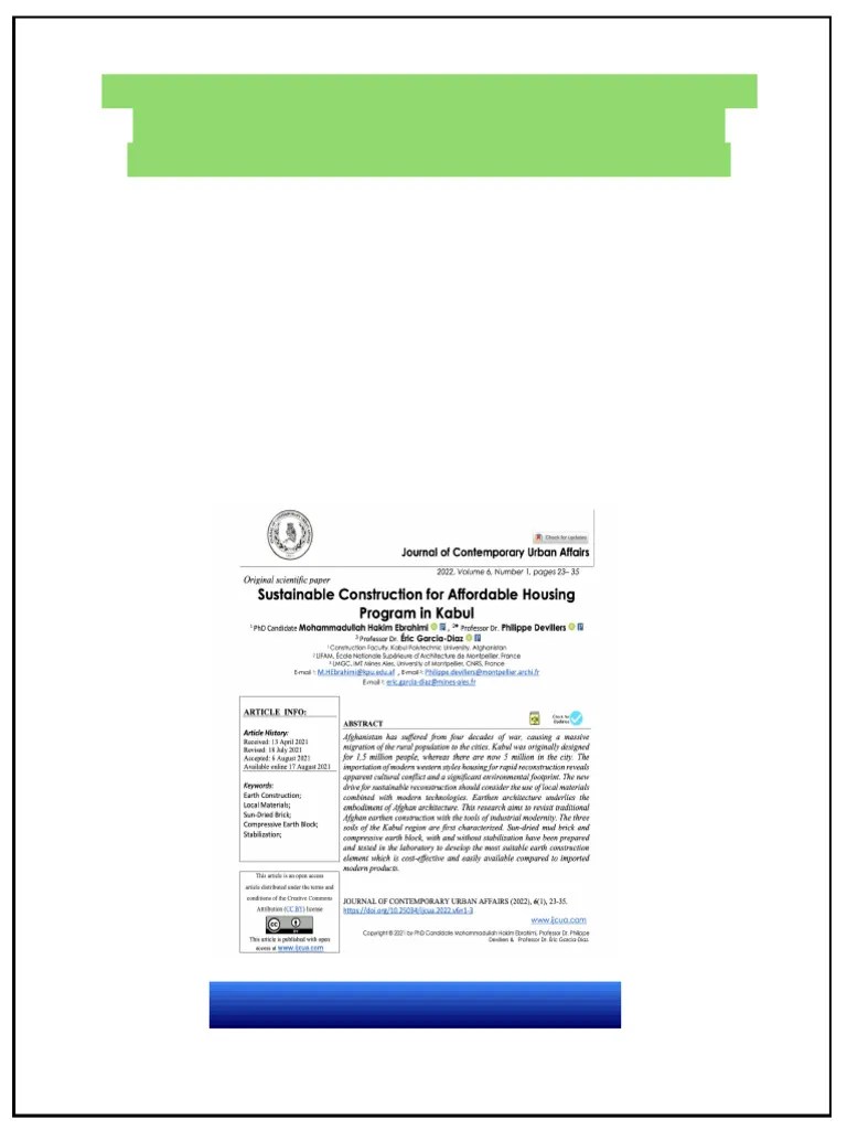 Project 2025 Full Pdf Sustainable Construction for Affordable Housing Program in Kabul 1st