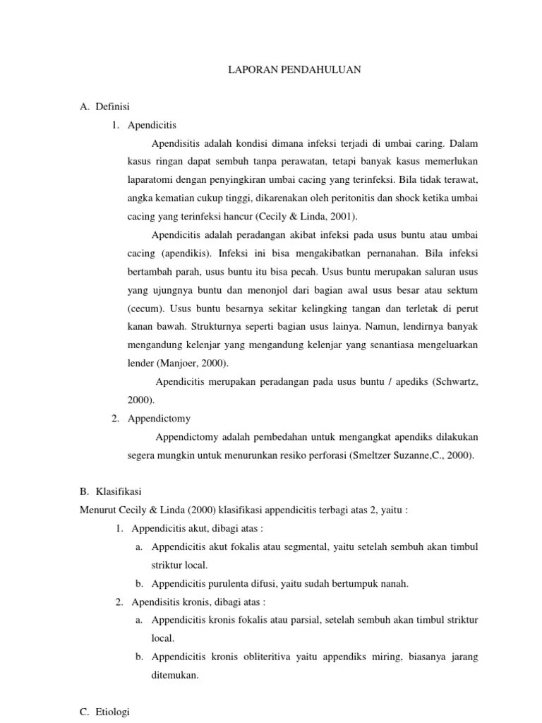 Laporan Pendahuluan Appendicitis