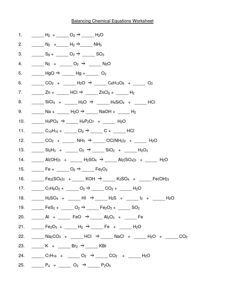 Balancing Chem Equations WS1