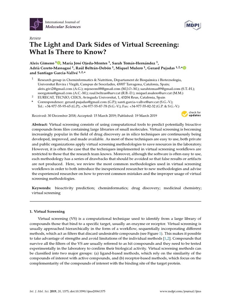 Light and Dark Sides of Virtual Screening PDF Machine Learning