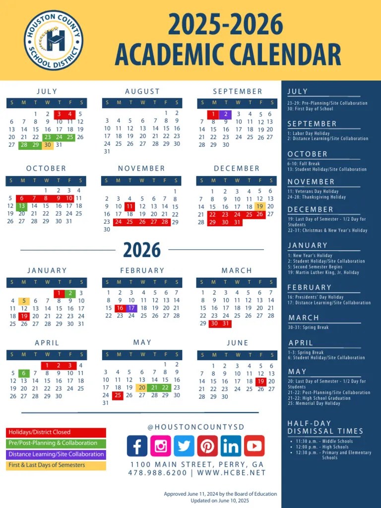 HCSD 20252026 School Calendar PDF Educational Stages Higher