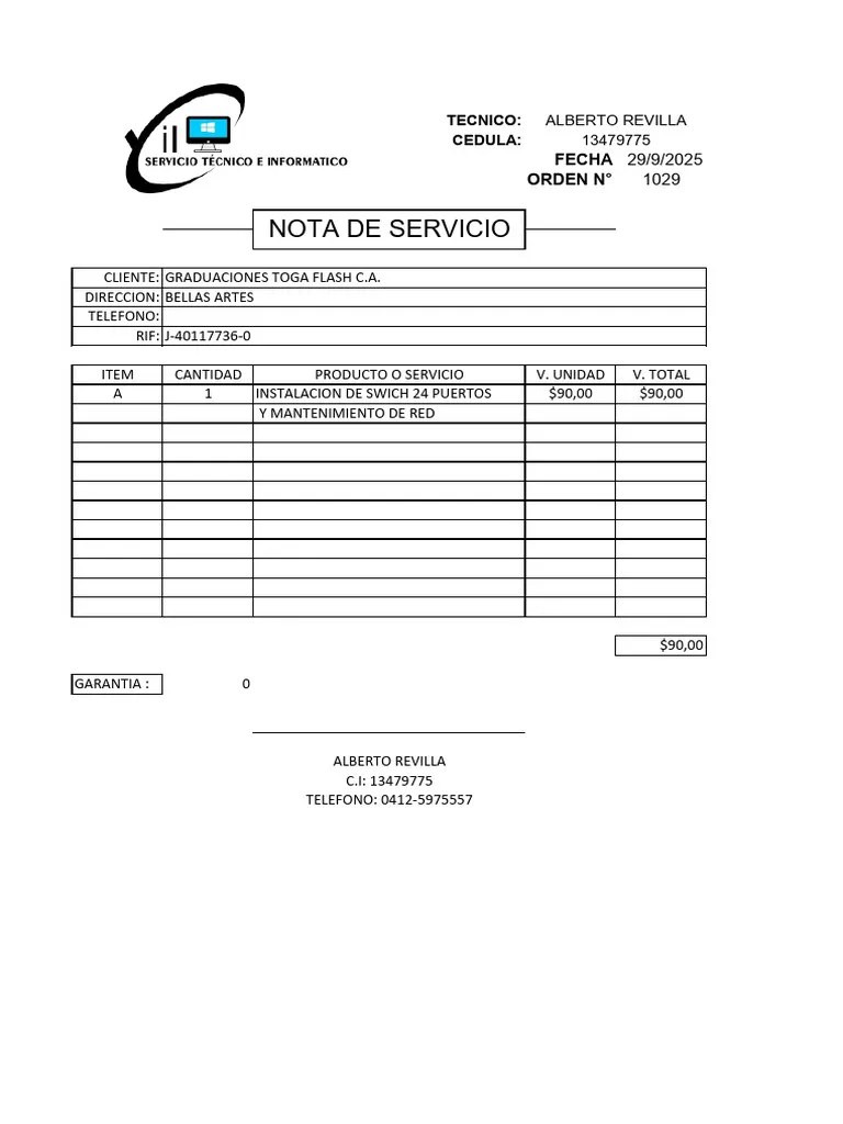 Nota de Servicio Alberto Revilla 2 PDF