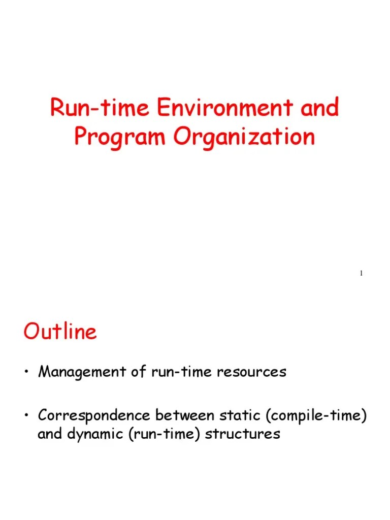 RunTime Environment and Program Organization PDF Subroutine