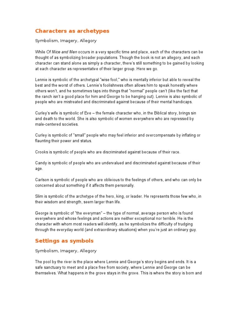 Characters as Archetypes Mice and Men Fiction & Literature Free 30