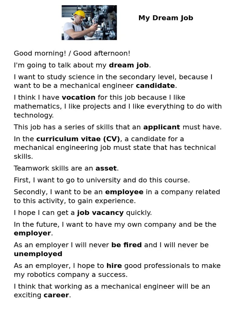 My Dream Job PDF