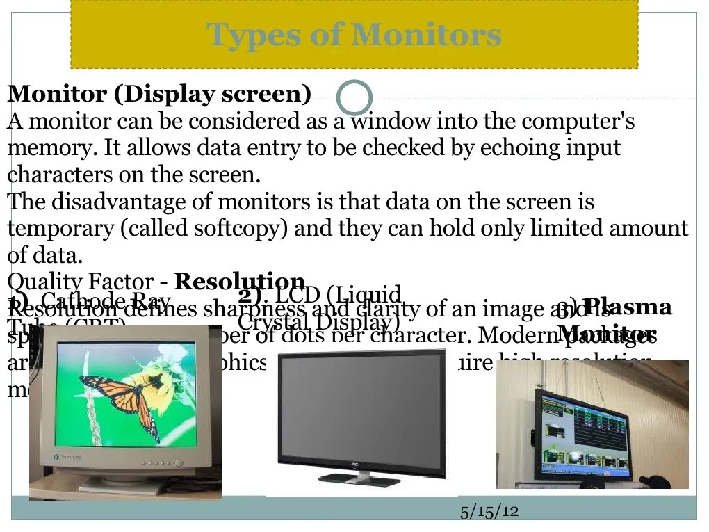 Types of Monitors Computer Monitor Liquid Crystal Display