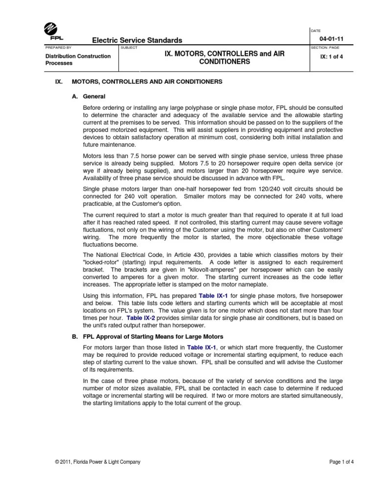 FPL Motor Policy Electric Power Distribution Electric Power