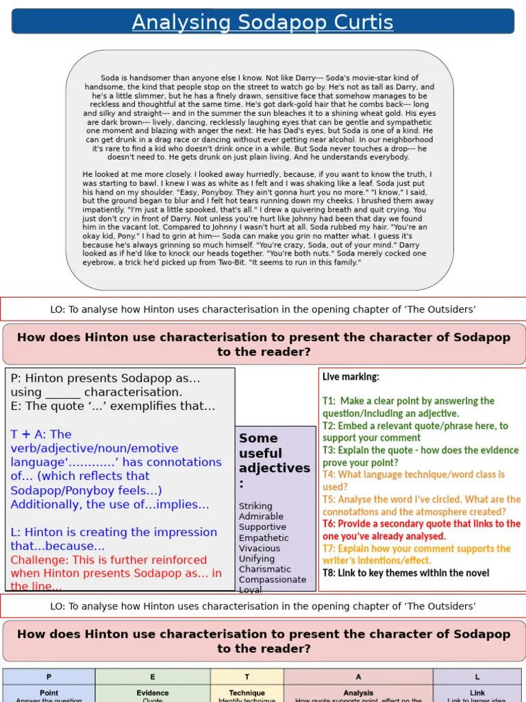 Analyzing Sodapop's Character Traits | PDF | Grammar | Linguistics
