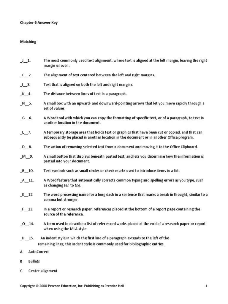 06 Answer Key | PDF | Paragraph | Citation
