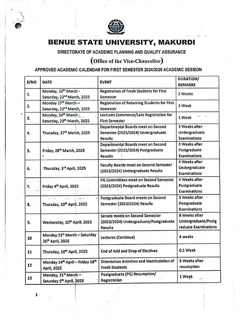 BSU 20242025 Academic Calendar | PDF