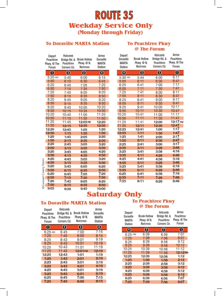 Route 35 Bus Schedule Overview Pdf