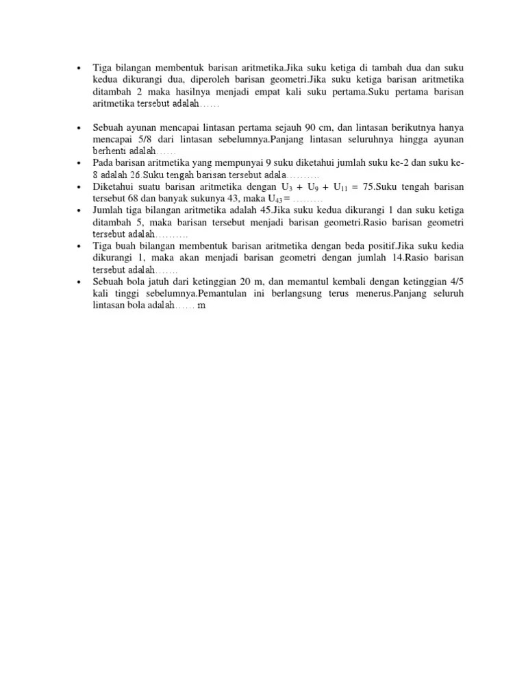 Tiga Bilangan Membentuk Barisan Aritmetika