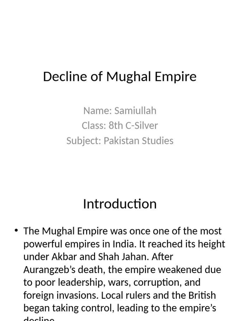 Decline of Mughal Empire Samiullah | PDF
