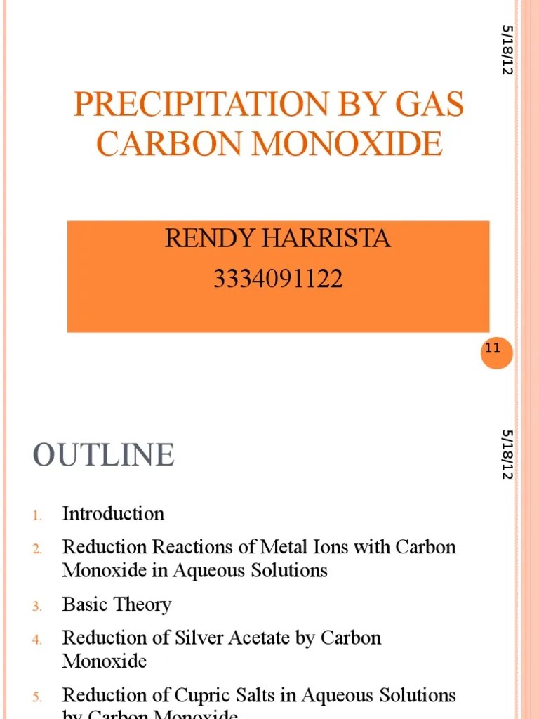 Precipitation by Gas Carbon Monoxide PDF Carbon Dioxide Chemical