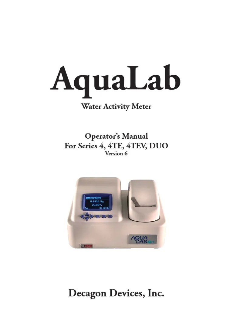 AquaLab 4 Water Activity Meter Manual Phase (Matter) Water