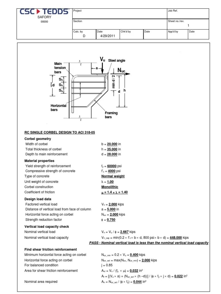 RC Corbel Design (ACI31805) Strength Of Materials