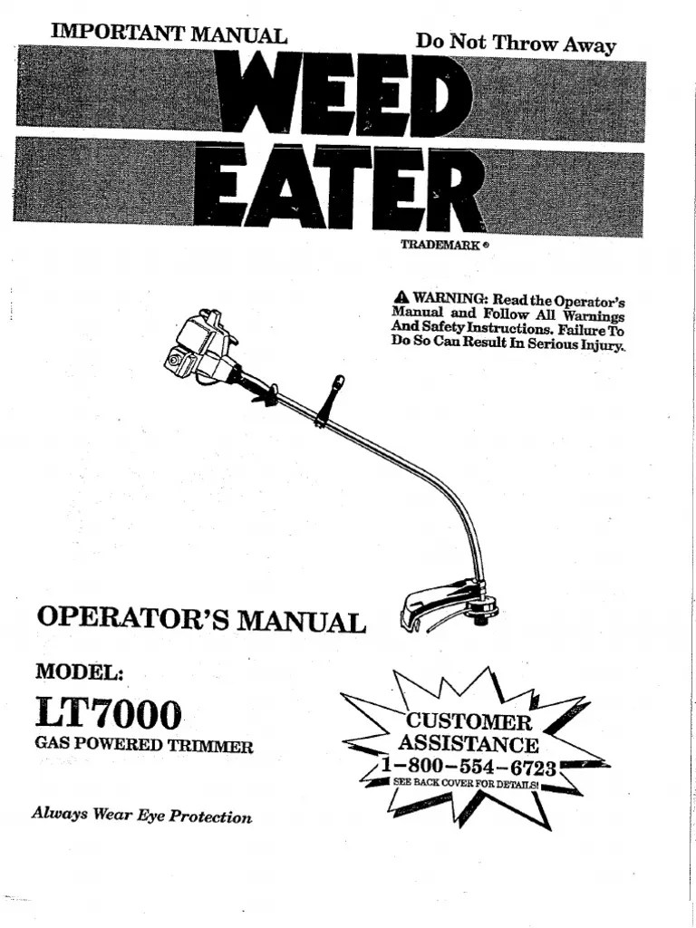 Weed Eater LT7000 Manual