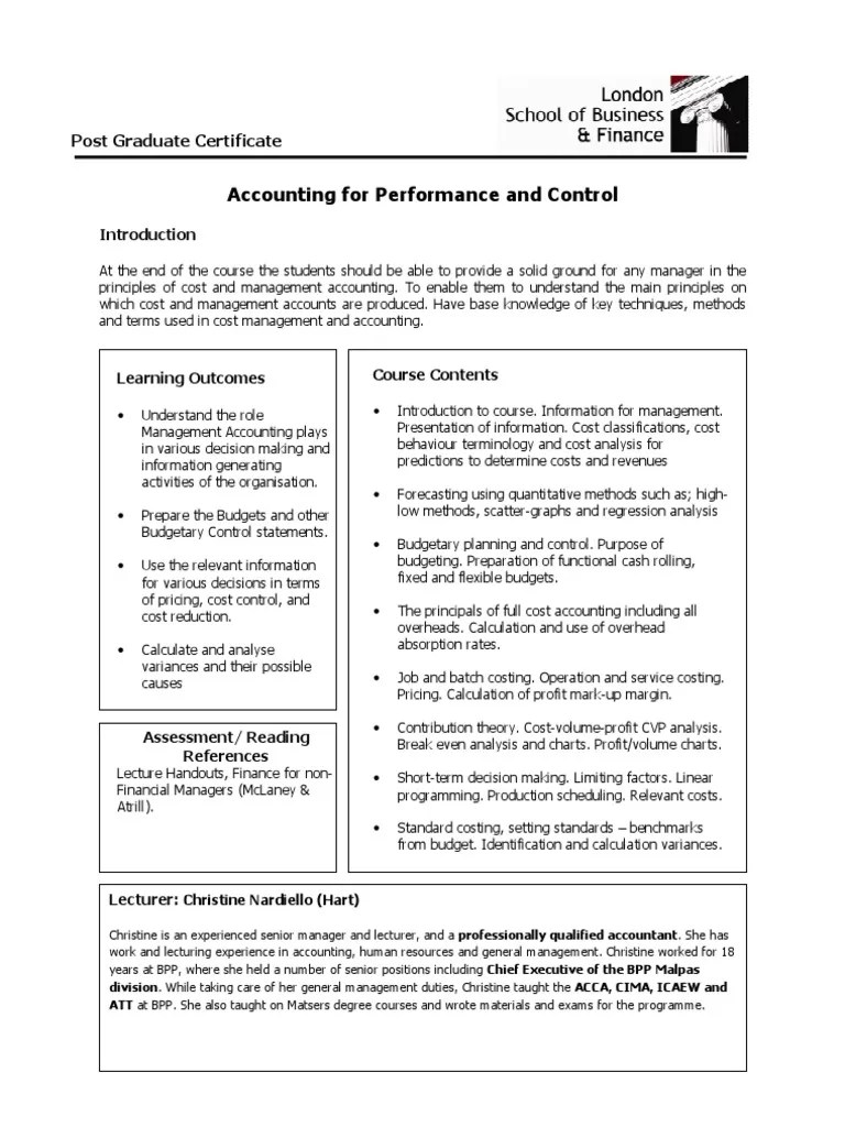 Syllabus Cost Accounting Accounting
