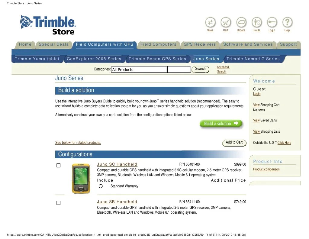 Trimble Store Juno Series PDF Mobile Device Bluetooth