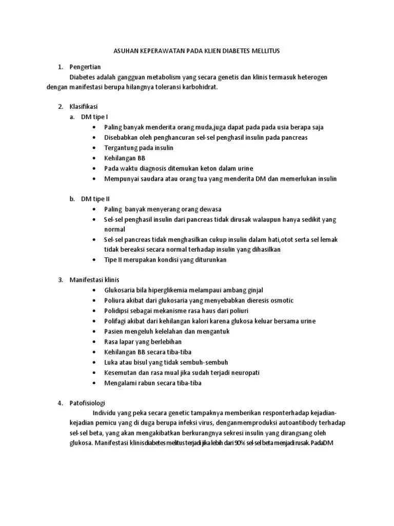 Asuhan Keperawatan Pada Klien Diabetes Mellitus | PDF