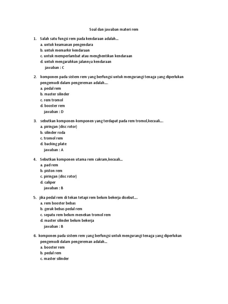 Contoh Soal Sistem Pengapian Dan Jawabannya - Peranti Guru