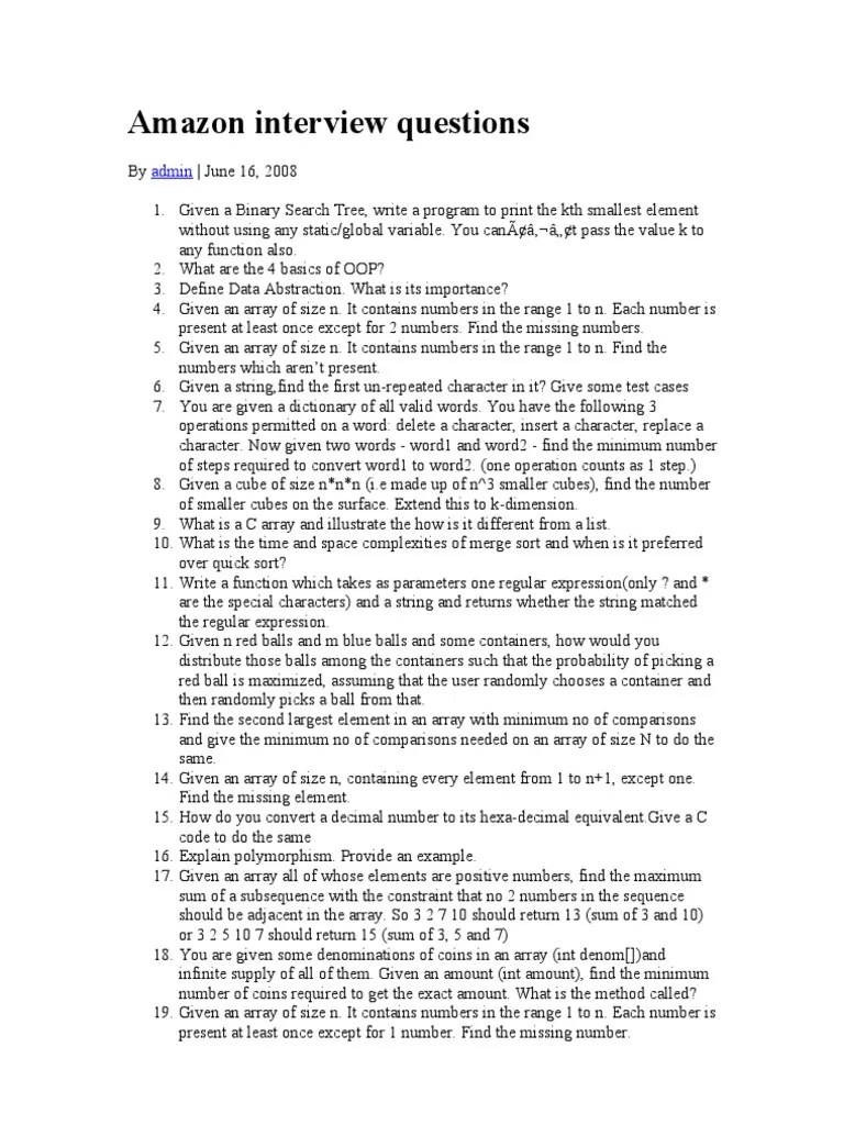 Amazon Interview Questions PDF