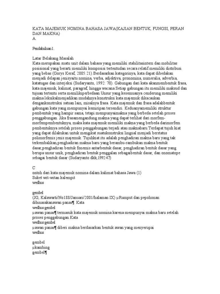 Apa Arti Kata Dalam Bahasa Jawa