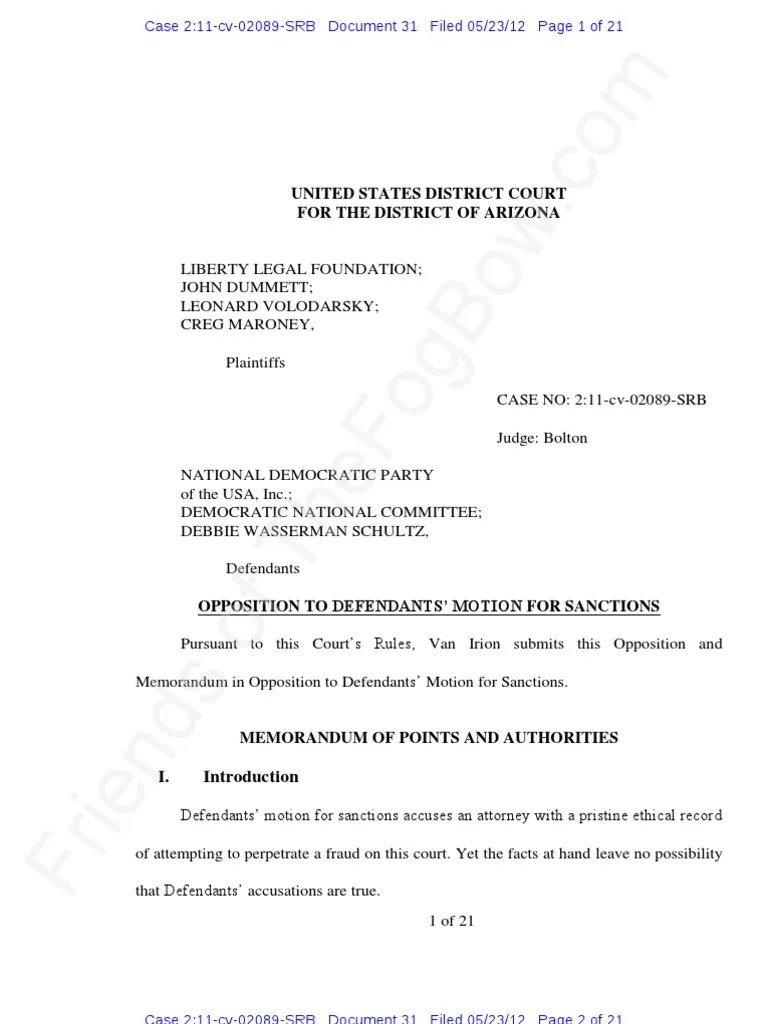 AZ LLF 20120523 LLF Opposition To Motion For Sanctions PDF