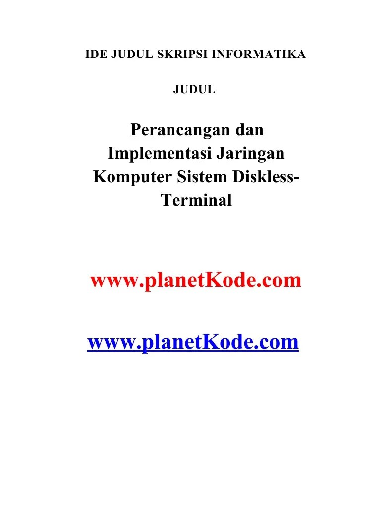 Contoh Skripsi Perancangan Dan Implementasi Jaringan Komputer Sistem