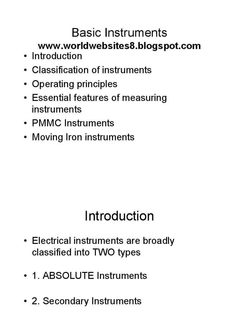 Classification and Operating Principles of Basic Electrical Measuring