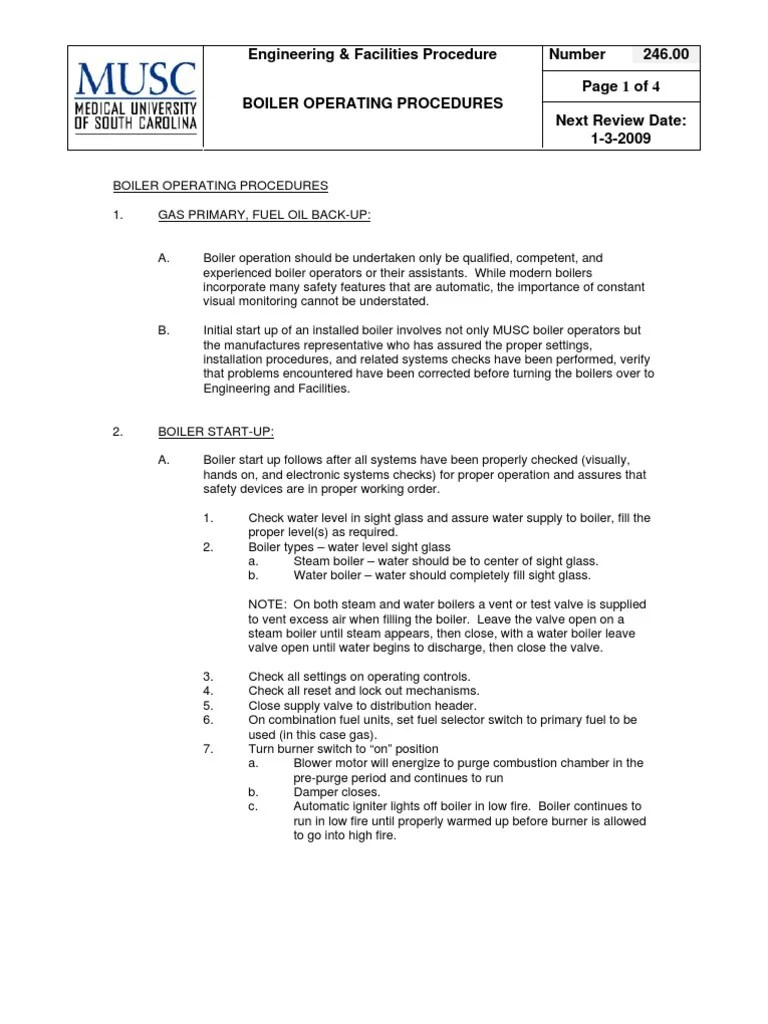 Boiler Operating Procedures PDF Boiler Valve