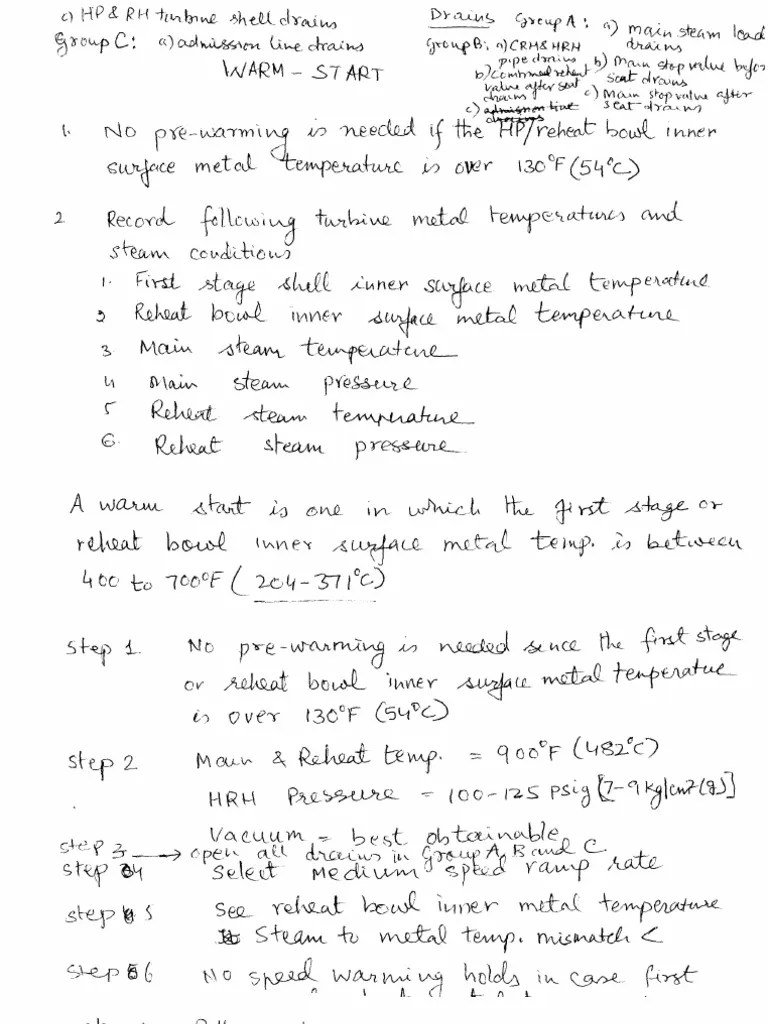 Steam Turbine Startup Procedure PDF