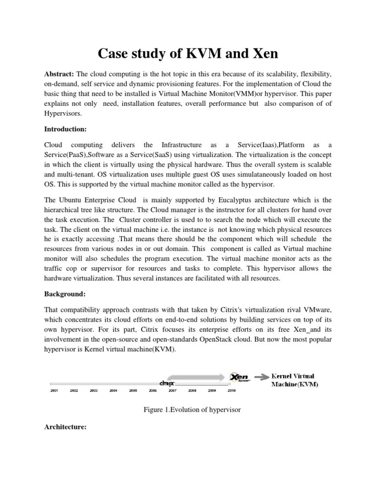 Case Study of KVM and Xen PDF Scheduling Cloud Computing