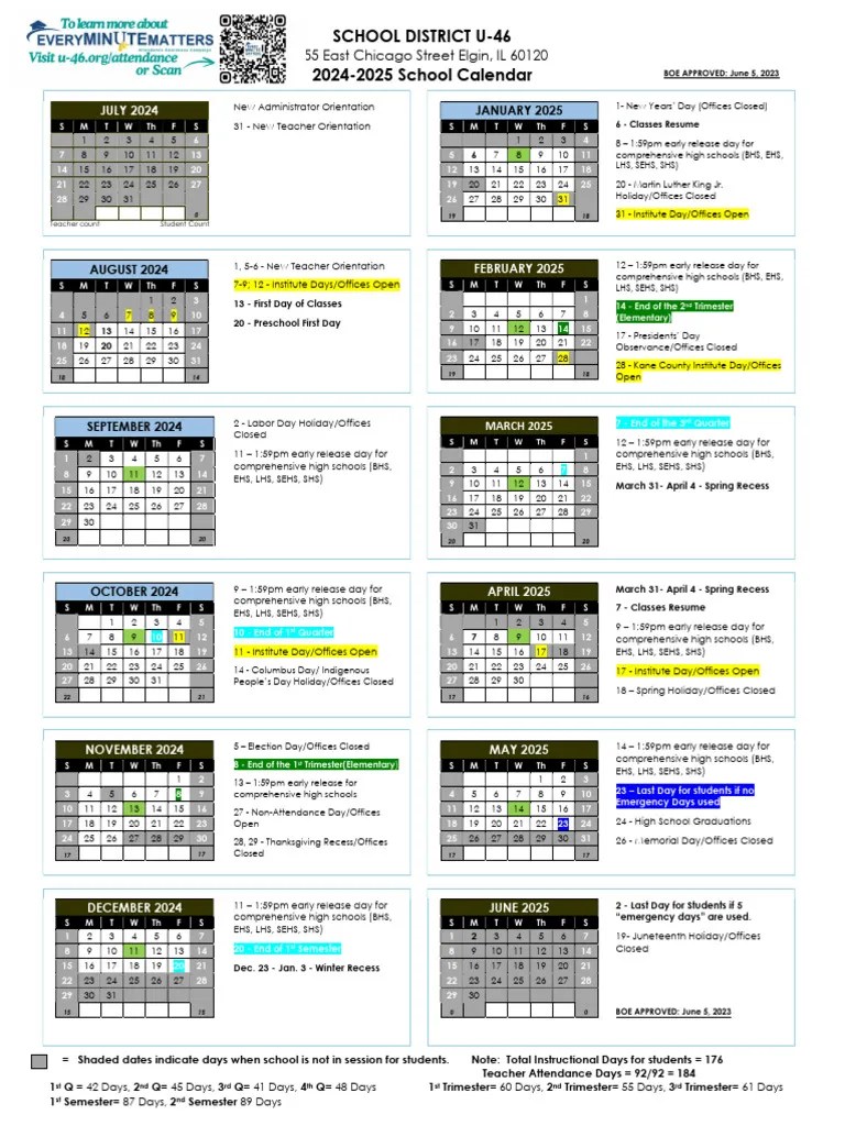 U46 20242025 School Calendar PDF Public Holiday Observances