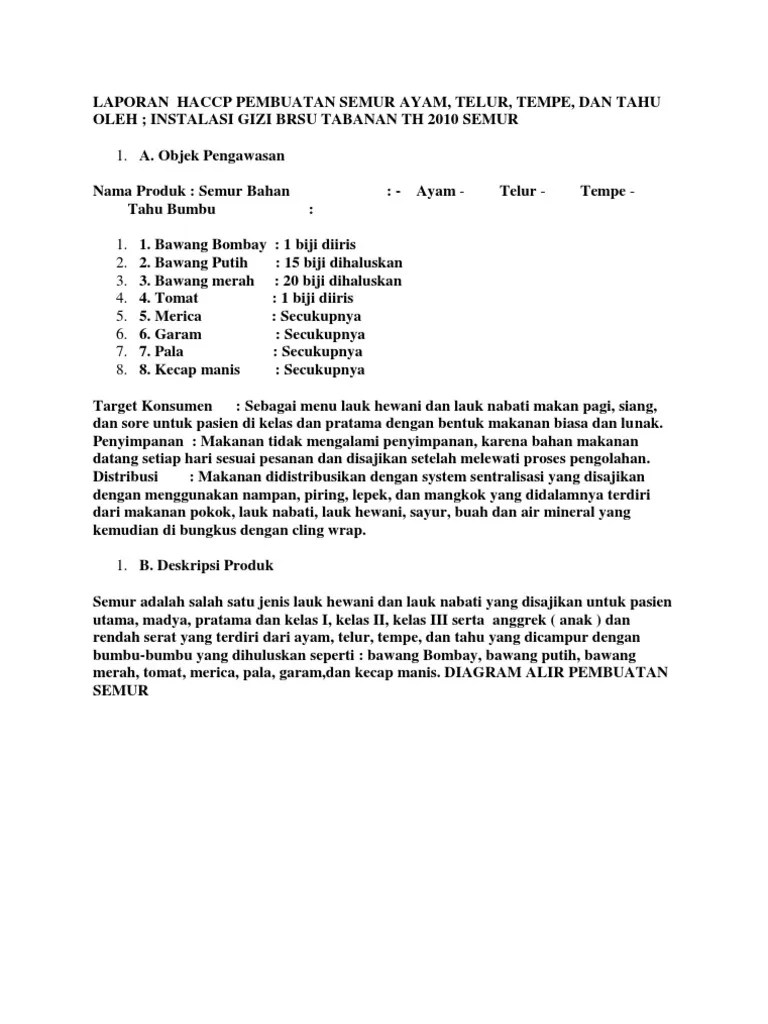CONTOH LAPORAN HACCP