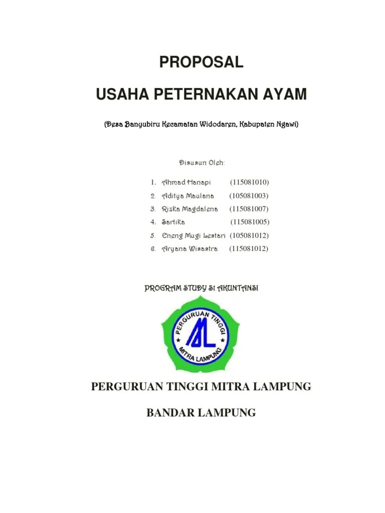 Proposal Usaha Peternakan Ayam Perguruan Tinggi Mitra Lampung Bandar