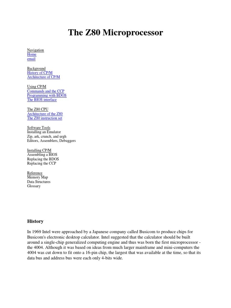 The Z80 Microprocessor PDF Instruction Set Microprocessor