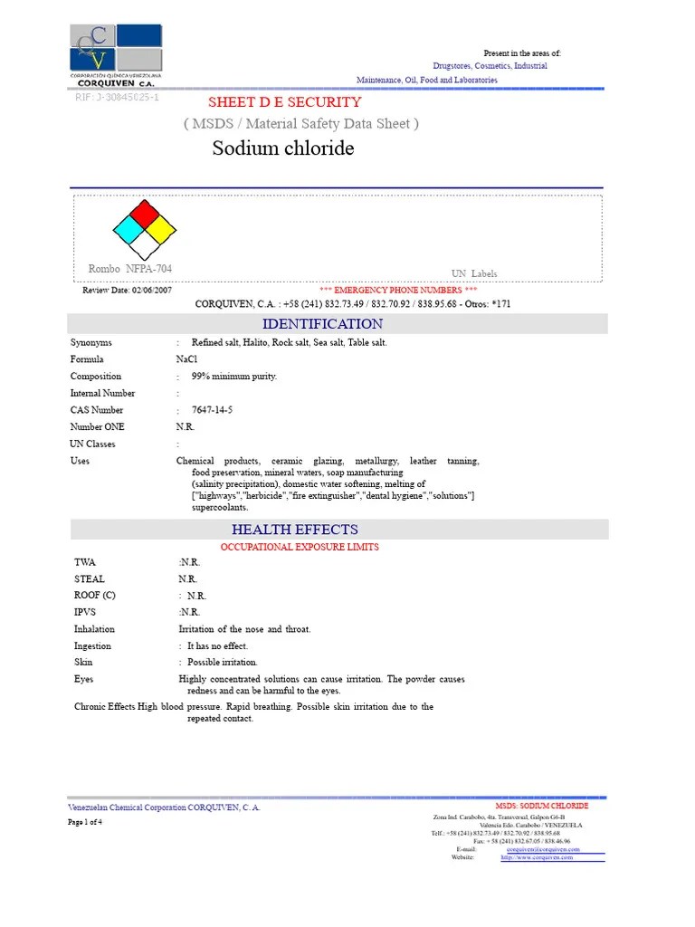 Industrial Salt MSDS PDF Sodium Chloride Salt(08)