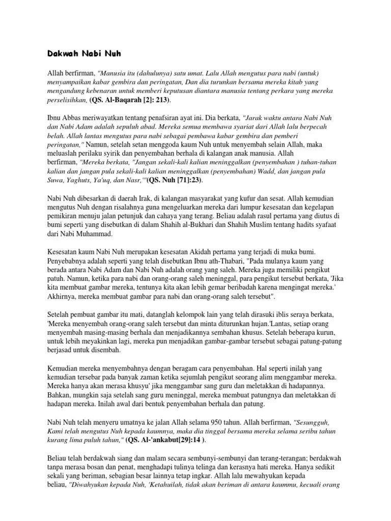 Nabi Nuh Berdakwah Selama Tahun