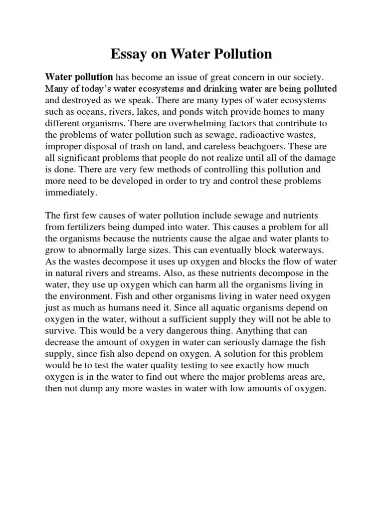 🎉 How to prevent water pollution essay. Essays on How To Prevent Water