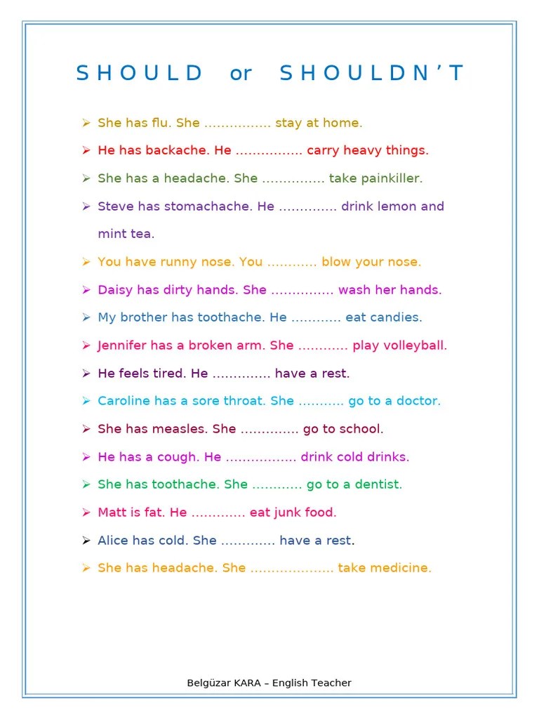 1 Should Shouldnt Grammar Pdf