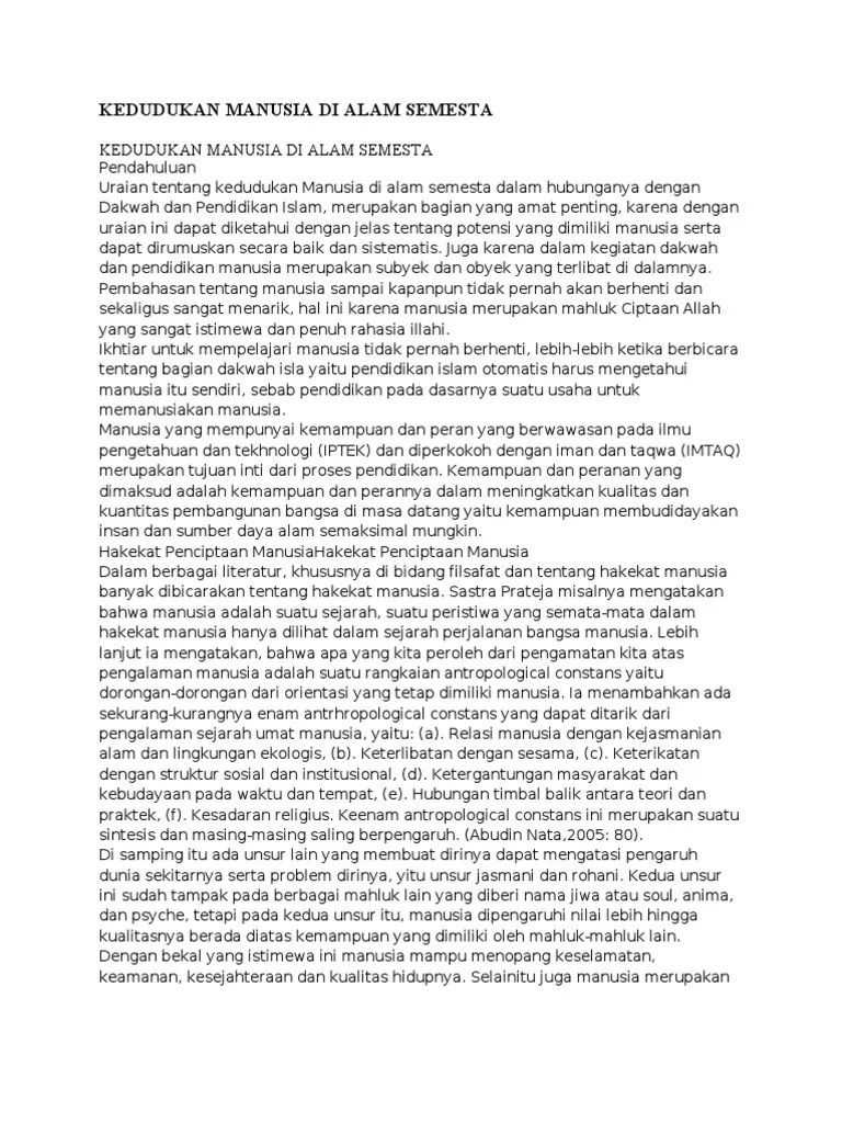 Kedudukan Manusia Di Alam Semesta | PDF