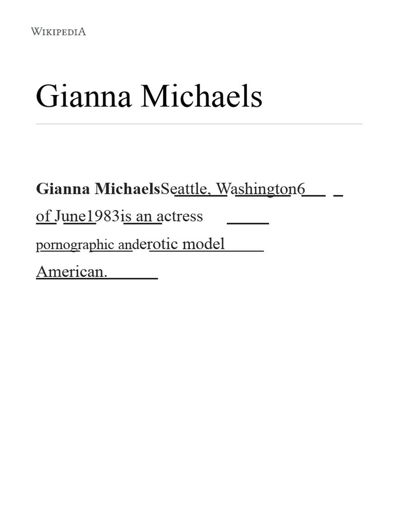 Gianna Michaels Wikipedia, The Free Encyclopedia PDF