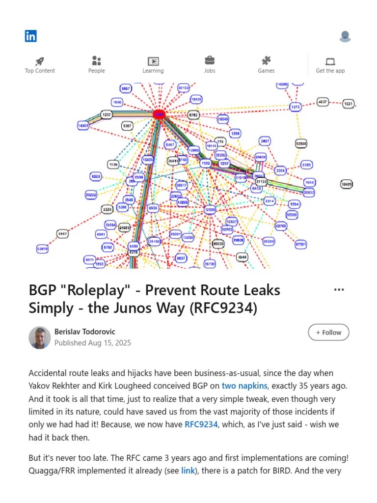 Preventing BGP Route Leaks with RFC9234 PDF Network Architecture