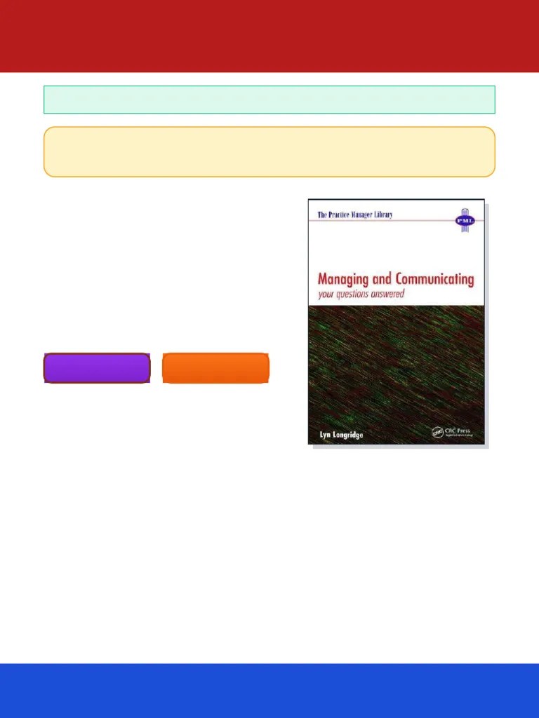 Managing And Communicating Your Questions Answered 1st Edition Lyn