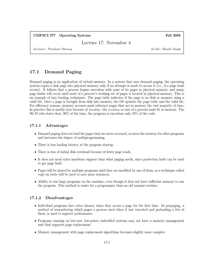 Demand Paging PDF Computer Data Storage Computer Science